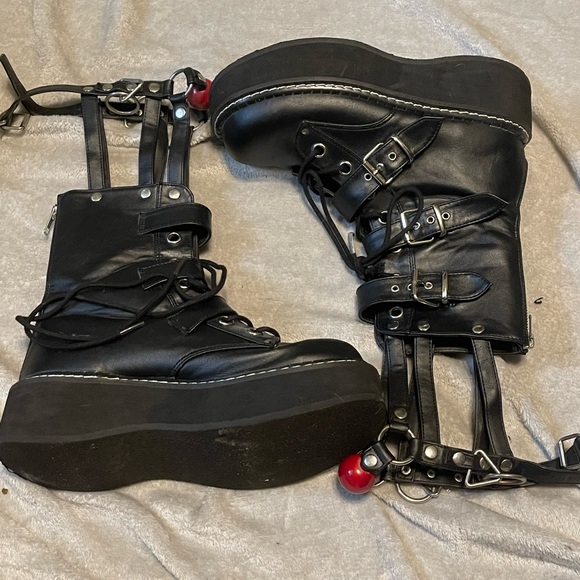 demonia emily platform ball gag boots - Picture 1 of 2